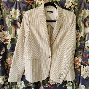 Cream & white striped Tommy Hilfiger blazer with elbow patches